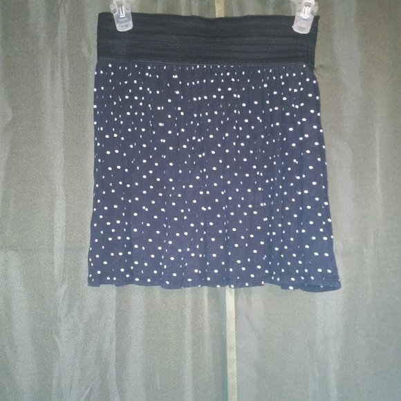 Black Mini Skirt with White Polka Dots - Picture 2 of 3
